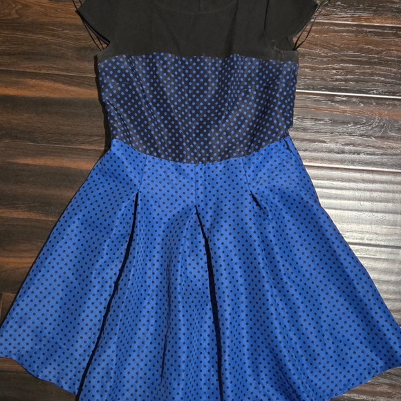 Worn once - Gabby & Skye (Nordstrom) Dress Blue/Black polka dot Sz 12 - Picture 4 of 6